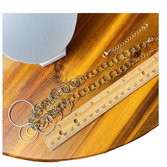 Golden Circles Link 16” Necklace Lots of Circles Has 2” Extender Mint Fun Boho - Picture 8 of 9